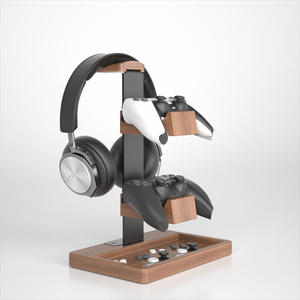 Adjustable Multi-layered Walnut Wood Headset Stand