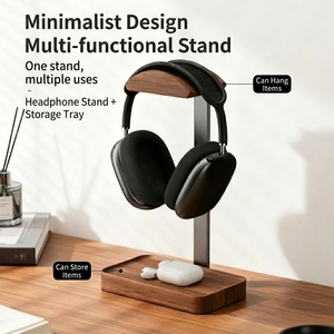 Traditional Over-ear Headphone Stand with Solid Wood